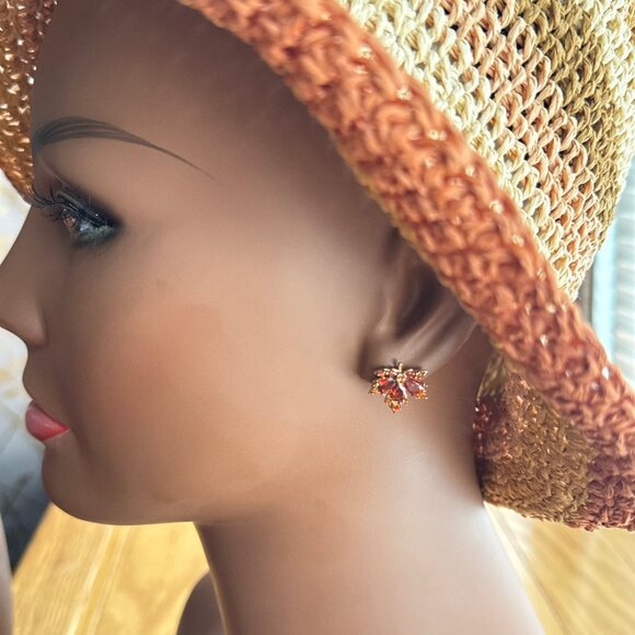 Maple Brown Stud Earrings - Picture 5 of 5